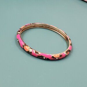 Sequin, NWOT, Brown, pink orange gold tone rhinestone enamel hinge bangle